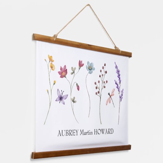 ガール名キャンバスフラグ |名パーソナライズされた前記号 吊り下げ型タペストリー (傾斜あり)