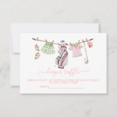 ガール名門私立校風のゴルフ物干しおむつラッフルカード 招待状 (正面)