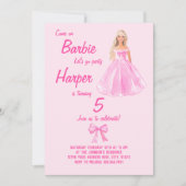 ガール名門私立校風のドール誕生日コケット 招待状 (正面)