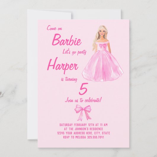 ガール名門私立校風のドール誕生日コケット 招待状 (正面)