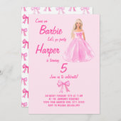 ガール名門私立校風のドール誕生日コケット 招待状 (正面/裏面)