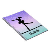 ガール姿パーソナライズされたスケートで滑るスパークル ノートブック (右側)