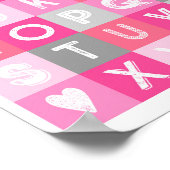 ガール子供部屋デコールアルファベットピンクグレー ポスター (角)