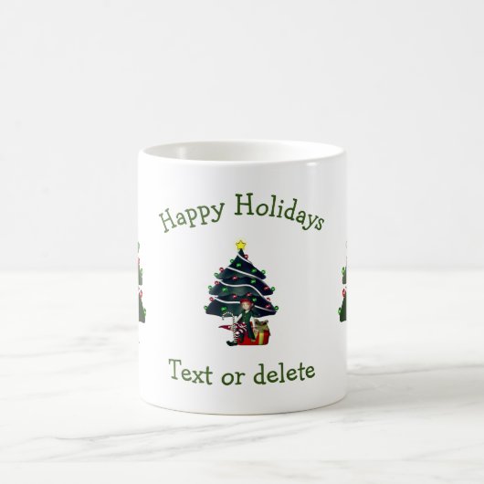 ガール小妖精や小人クリスマスツリーパーソナライズされたホリデイ コーヒーマグカップ (中央)