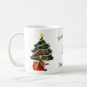 ガール小妖精や小人クリスマスツリーパーソナライズされたホリデイ コーヒーマグカップ (左)