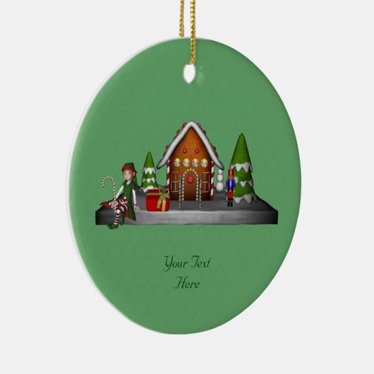 ガール小妖精や小人ジンガーブレッドハウスホリデイオーナメント セラミックオーナメント (右)