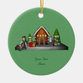 ガール小妖精や小人ジンガーブレッドハウスホリデイオーナメント セラミックオーナメント (正面)