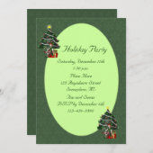 ガール小妖精や小人ツリークリスマスホリデイ 招待状 (正面/裏面)