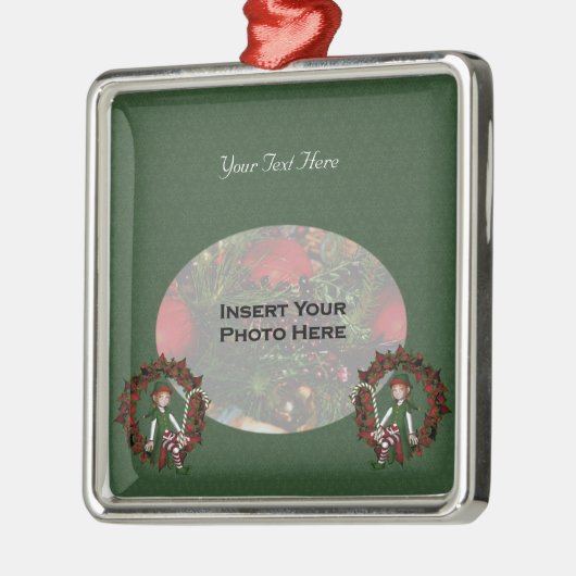 ガール小妖精や小人リースホリデーフォトオーナメント メタルオーナメント (左)