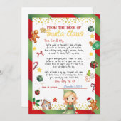 ガール小妖精や小人レタークリスマス/ホリデー招待状 招待状 (正面/裏面)