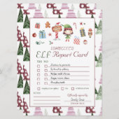ガール小妖精や小人 |キッズクリスマス小妖精や小人レポートカード (正面/裏面)