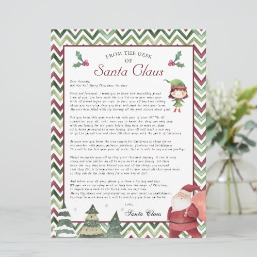 ガール小妖精や小人 |リタイアレターChristmas Santas Desk 招待状 (スタンド正面)