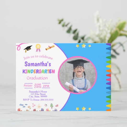 ガール幼稚園卒業パーティー招待状 招待状 (スタンド正面)