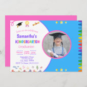 ガール幼稚園卒業パーティー招待状 招待状 (正面/裏面)