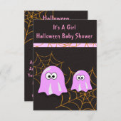 ガール幽霊ハロウィーンベビーシャワー招待状カード 招待状 (正面/裏面)