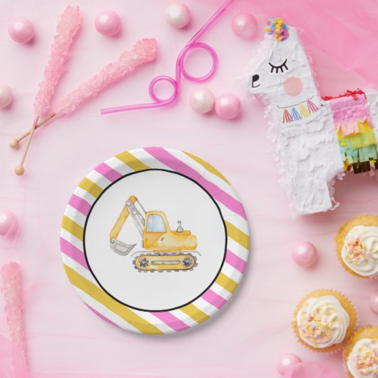 ガール建築車両プレート ペーパープレート (パーティー)