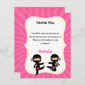 ガール忍者サンキューカード – ウォリアー子供の誕生日 サンキューカード (正面/裏面)