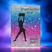 ガール応援ピンクパープルブルーグリッターグラデーション誕生日 招待状