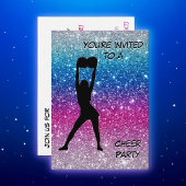 ガール応援ピンクパープルブルーグリッターグラデーション誕生日 招待状