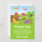 ガール恐竜の誕生日パーティーサンキューカード サンキューカード (正面)