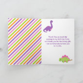 ガール恐竜の誕生日パーティーサンキューカード サンキューカード (内部)