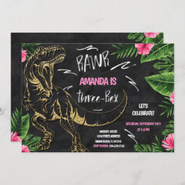 ガール恐竜3レックス誕生日招待状 招待状