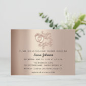 ガール新生児シャワーバラ金ゴールドハート足 招待状 (スタンド正面)