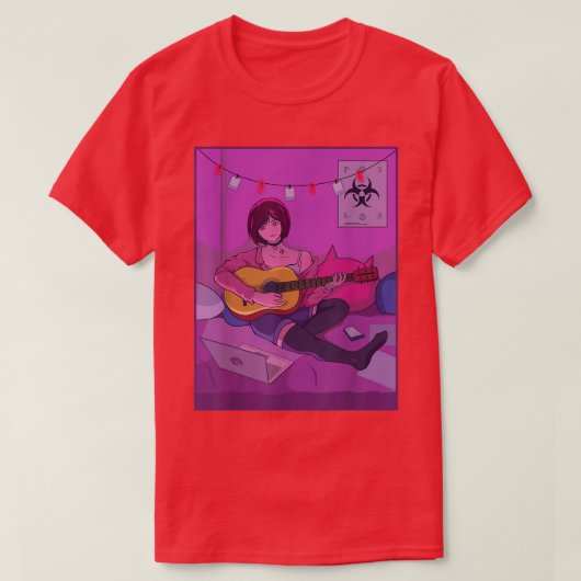 ガール日本のズ遊ギターアニメマンガグラフィックA Tシャツ (デザイン正面)