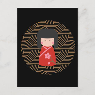 ガール日本のデザイン装飾用クッション ポストカード