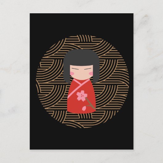 ガール日本のデザイン装飾用クッション ポストカード (正面)