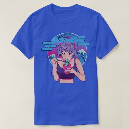 ガール日本の食べズヌードルアニメマンガグラフィックA Tシャツ (デザイン正面)