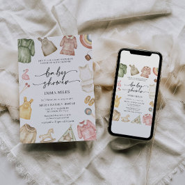 ガール服ベビーシャワー招待状 招待状