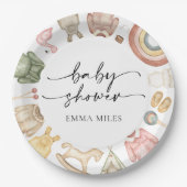 ガール服ベビーシャワー紙プレート ペーパープレート (正面)