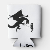 ガール歩く彼女のペットおもしろいドラゴンガギフトアイディア 缶クーラー (裏面)