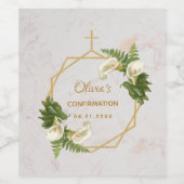 ガール確認カラリリー金ゴールド大理石フローラ ワインラベル (シングルラベル)