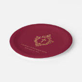 ガール確認ブルゴーニュフェイク金ゴールドクレストエレガント ペーパープレート (アングル)