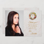 ガール確認写真金ゴールドクロスバラリース サンキューカード (正面/裏面)