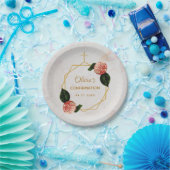 ガール確認大理石ピンクカメリアフローラ金ゴールド ペーパープレート (パーティー)