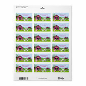 ガール納屋周囲の庭ファームアニマルズメッセージカード住所 シール (フルシート)