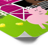 ガール納屋周囲の庭ファーム動物誕生日バナー ポスター (角)