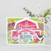 ガール納屋周囲の庭招待 – ファーム誕生日 招待状 (スタンド正面)