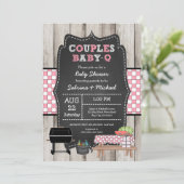 ガール素朴ウッドカップルベビーQシャワー招待状 招待状 (スタンド正面)