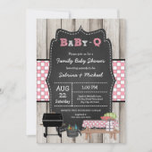 ガール素朴ウッドファミリーベビーQシャワー 招待状 (正面)