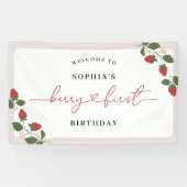 ガール素朴ズエレガントベリーファースト誕生日へようこそ 横断幕 (横)