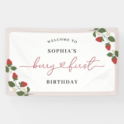 ガール素朴ズエレガントベリーファースト誕生日へようこそ 横断幕 (横)