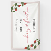 ガール素朴ズエレガントベリーファースト誕生日へようこそ 横断幕 (縦)