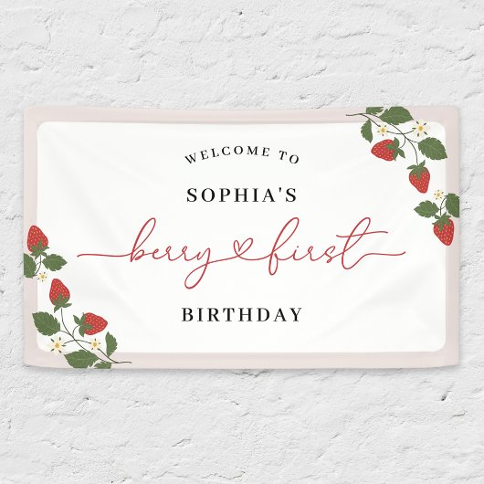 ガール素朴ズエレガントベリーファースト誕生日へようこそ 横断幕