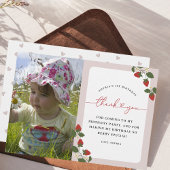 ガール素朴ズエレガント・ベリーの最初の誕生日写真 サンキューカード