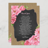 ガール素朴ピンクフローラベビーありがとう 招待状 (正面/裏面)