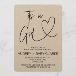 ガール素朴ベビーシャワー招待状 招待状